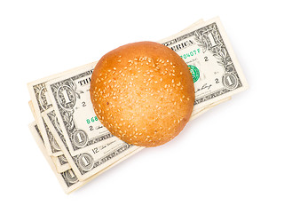 Image showing Money-stuffed burger