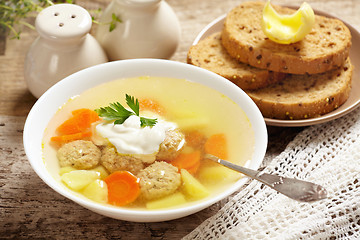 Image showing soup with meatballs 