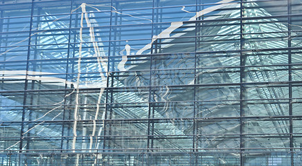 Image showing reflected in the glass facade