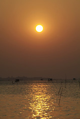 Image showing Golden sunset at Gulf of Siam