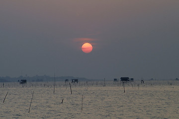 Image showing Cloudy sunset at Gulf of Siam