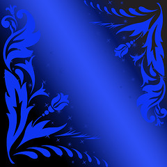 Image showing blue flowers on black