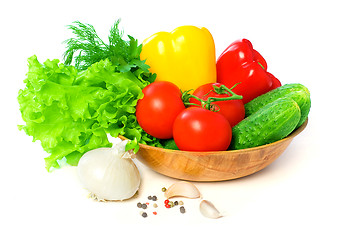 Image showing Colorful Vegetables with Green Leaf Isolated on White Background