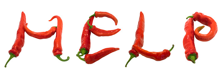 Image showing HELP text composed of chili peppers