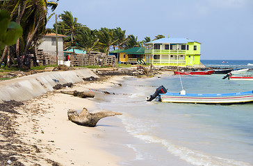 Image showing waterfront hotel fishing boats Corn Island Nicaragua