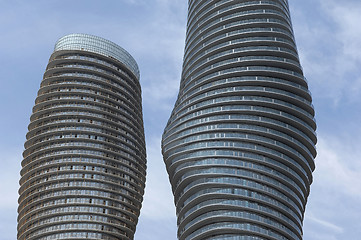 Image showing Close-up of round high rises.