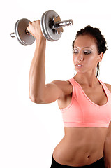 Image showing Girl lifting dumbbells.