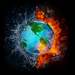 Image showing Globe in Flame and Water