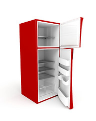 Image showing Empty fridge with opened doors