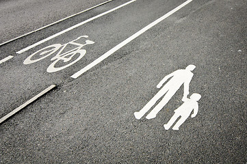 Image showing Pedestrian and bicycle reserved lanes