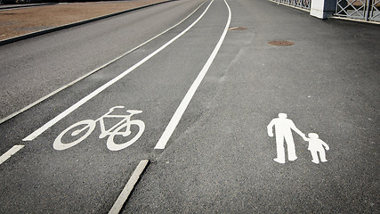 Image showing Pedestrian and bicycle reserved lanes