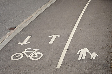 Image showing Pedestrian and bicycle reserved lanes