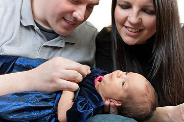 Image showing Happy Parents with a Newborn Infant