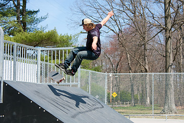 Image showing Skateboarder On a Skate Ramp