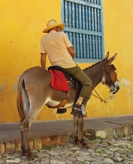 Image showing Cuban man on a donky