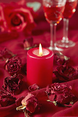 Image showing red burning candle