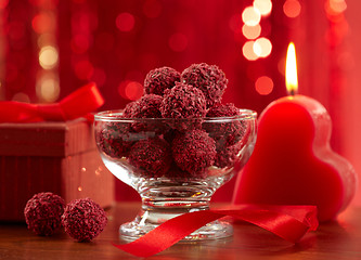 Image showing chocolate raspberry truffles  