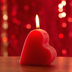 Image showing red burning candle