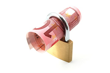 Image showing Padlock with money