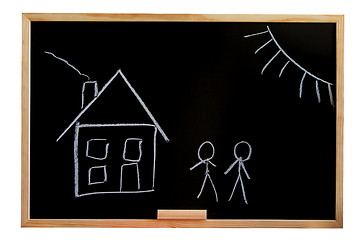 Image showing blackboard with house drawing