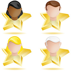 Image showing Successful People Head on Golden Star