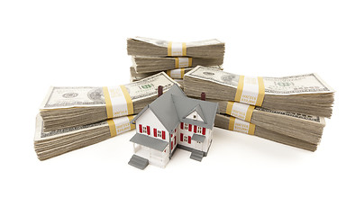 Image showing Small House with Stacks of Hundred Dollar Bills