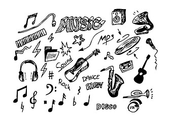 Image showing hand drawn music objects