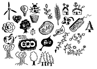 Image showing hand drawn nature and eco symbols