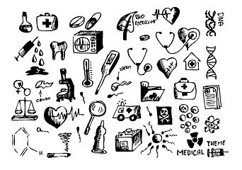 Image showing hand drawn medical symbols