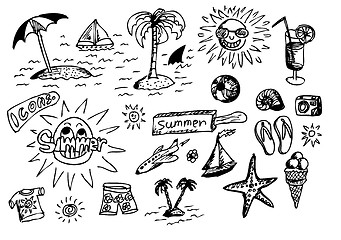 Image showing hand drawn summer objects