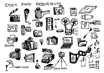 Image showing hand drawn microstock symbols 