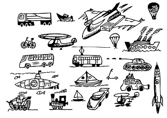 Image showing hand drawn transportation icons