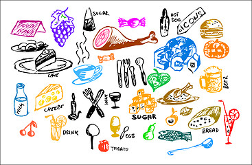 Image showing hand drawn food icons