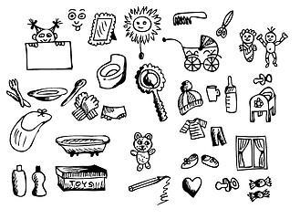 Image showing hand drawn baby icons 