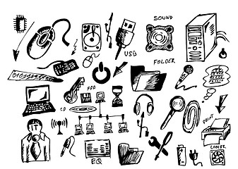 Image showing hand drawn computer icons