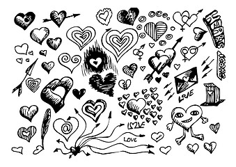 Image showing hand drawn hearts symbols