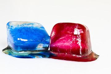 Image showing Red and blue ice cubes
