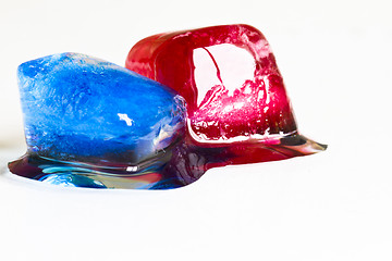 Image showing Red and blue ice cubes