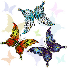 Image showing Set colorful butterflies