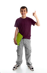 Image showing Teen boy or student with thumbs up