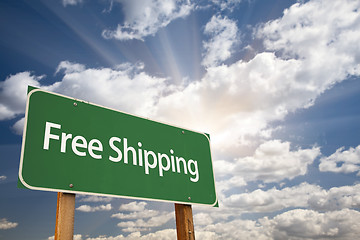 Image showing Free Shipping Green Road Sign
