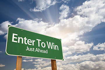 Image showing Enter To Win Green Road Sign