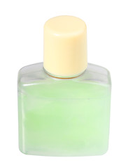 Image showing Green cosmetic cream in transparent bottle