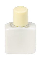 Image showing White cosmetic cream in transparent bottle