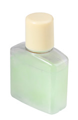 Image showing Green cosmetic cream in transparent bottle