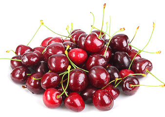 Image showing Heap of a dark-red sweet-cherry