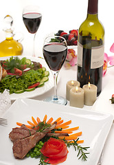 Image showing Lamb Chops and Wine