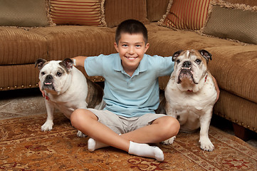 Image showing Boy and Dogs