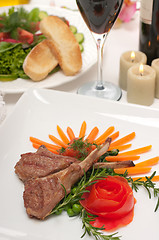 Image showing Lamb Chops and Wine