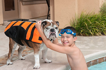 Image showing Child and His Pet Dog